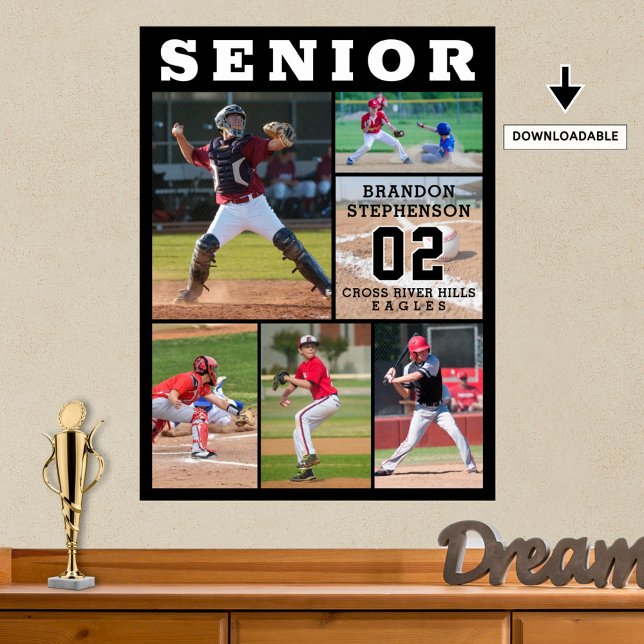 Sports Senior Graduation 6 Photo Collage Poster (Creator Uploaded)