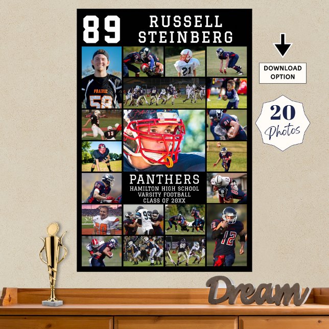 Sports Senior Night Graduation 20 Photo Collage Poster (Creator Uploaded)