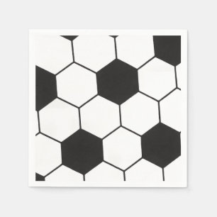 Sports Soccer Ball Patterned Black And White Party Napkin
