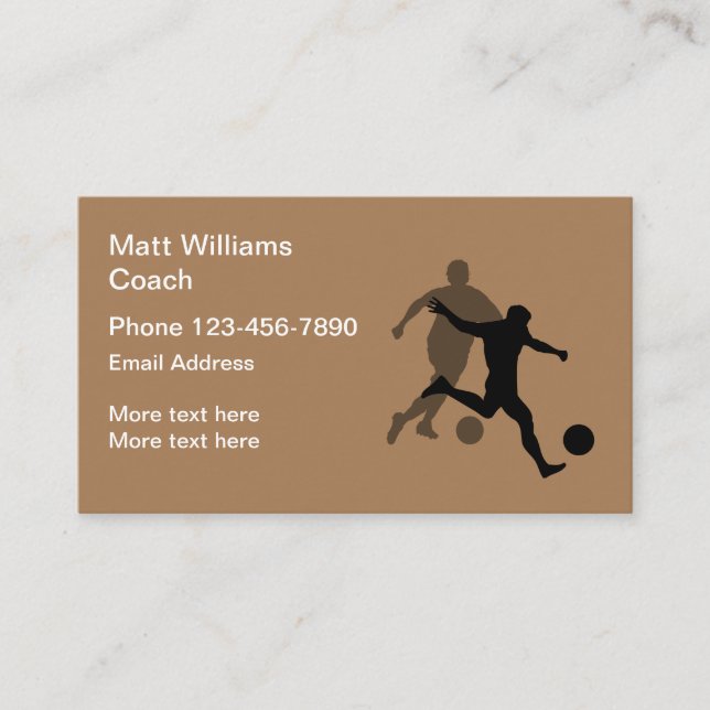 Sports Soccer Coach Modern Business Card (Front)