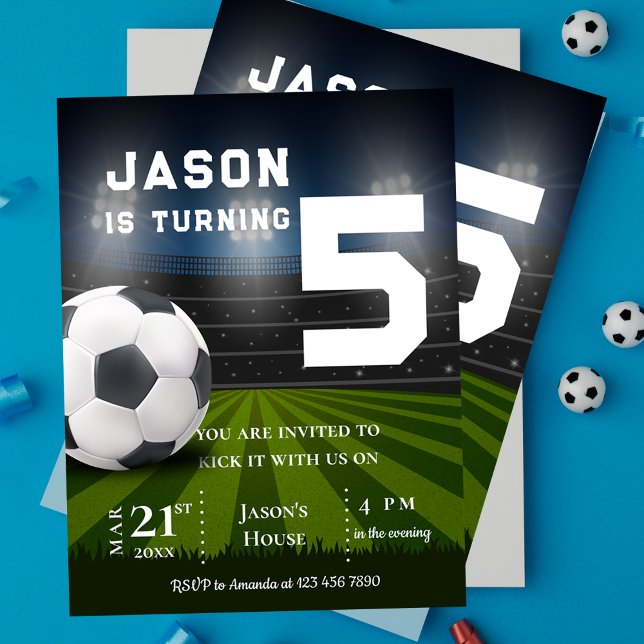 Sports Soccer Football Themed Birthday Invitation Postcard (Sports Soccer Football Themed Birthday Invitation Postcard)
