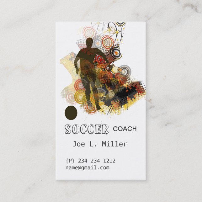 Sports Soccer Running Ball Urban Vector Business Card (Front)