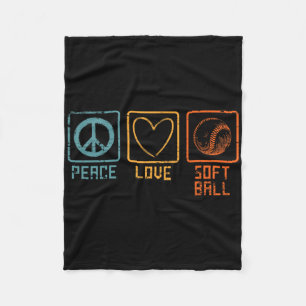 Sports Softll Player Hippie Peace Sign Love Softll Fleece Blanket