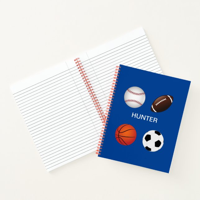 " SPORTS" SPIRAL NOTEBOOK WITH CHILDS NAME. (Inside)