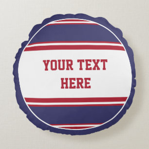 Sports Sripes Button USA / England + your Text Round Cushion