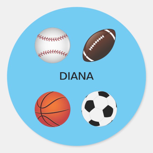 " SPORTS" STICKERS WITH CHILDS NAME. (Front)