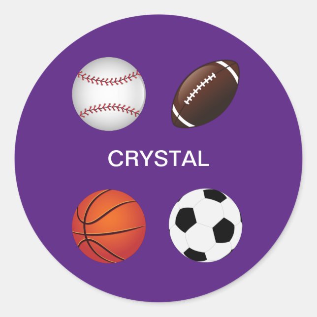" SPORTS" STICKERS WITH CHILDS NAME. (Front)