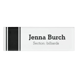 SPORTS STRIPES - Black White + your ideas Name Tag