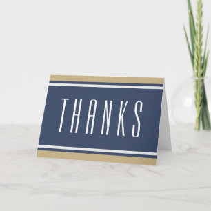 SPORTS STRIPES - Blue Beige Grey + your text Thank You Card