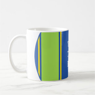 SPORTS STRIPES - Blue Green Yellow + your text Coffee Mug
