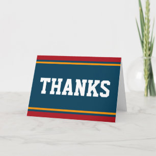 SPORTS STRIPES - Blue Red Orange + your text Thank You Card