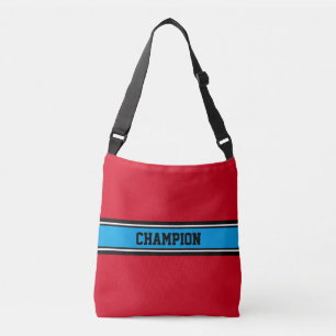 SPORTS STRIPES - cyan black white Crossbody Bag
