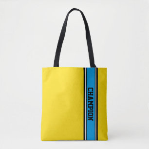 SPORTS STRIPES - cyan black white Tote Bag