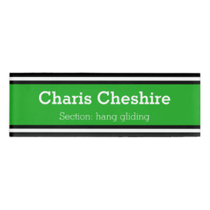 SPORTS STRIPES - Green Black White + your ideas Name Tag
