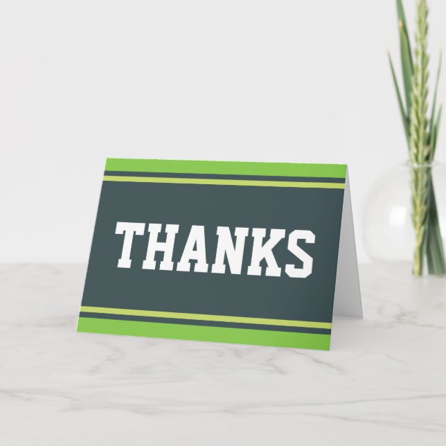 SPORTS STRIPES - green + your text Thank You Card (Front)