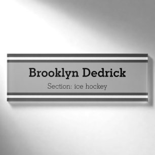 SPORTS STRIPES - Grey White + your ideas Name Tag