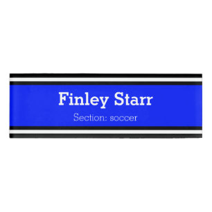 SPORTS STRIPES - Royal Black White + your ideas Name Tag