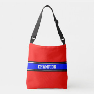 SPORTS STRIPES - royal blue, black, white Crossbody Bag