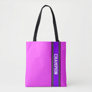 SPORTS STRIPES - violet, black, white Tote Bag