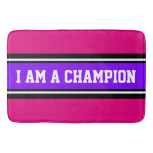 SPORTS STRIPES - Violet Black White + your ideas Bath Mat