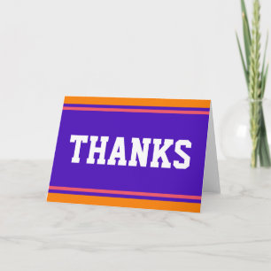 SPORTS STRIPES - Violet Orange + your text Thank You Card