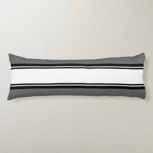 Sports Stripes white black + your backgr. colour Body Cushion