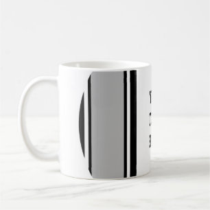 SPORTS STRIPES - White Grey Black + your text Coffee Mug
