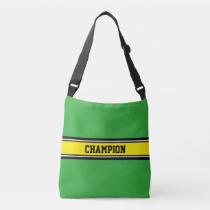 sports stripes - yellow black white crossbody bag
