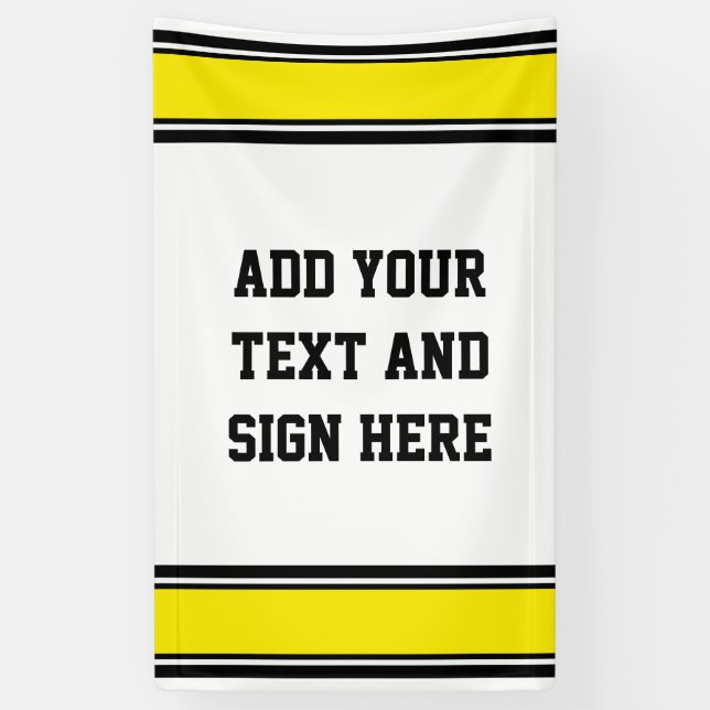 SPORTS STRIPES - Yellow Black White + your ideas Banner (Vertical)