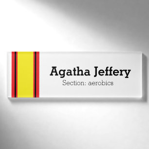 SPORTS STRIPES - Yellow Black White + your ideas Name Tag
