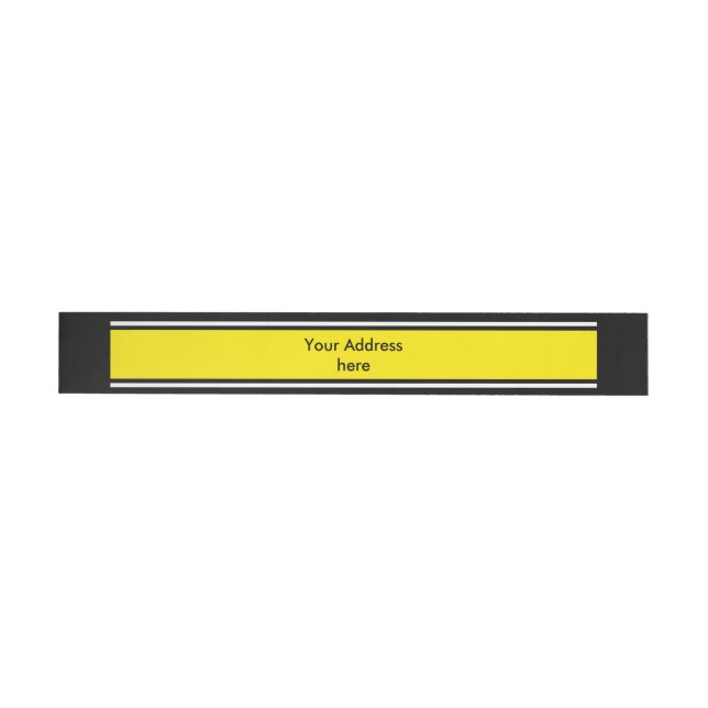 SPORTS STRIPES - Yellow Black White + your text Wraparound Address Label (Individual)
