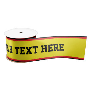 SPORTS STRIPES - Yellow Red Black + your text Satin Ribbon