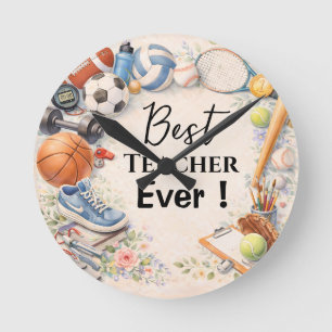 Sports Teacher Thank You Gift End of School Year Round Clock