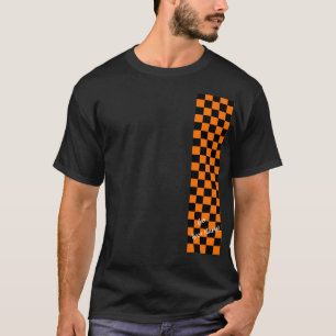 Sports Team Black Orange Chequerboard Go Team Name T-Shirt