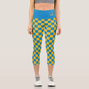 Sports Team Blue Gold NAME Fan Club Fun Capri Leggings