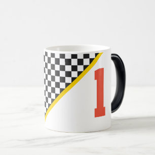 Sports Team Colours Black Chequerboard Number Magic Mug