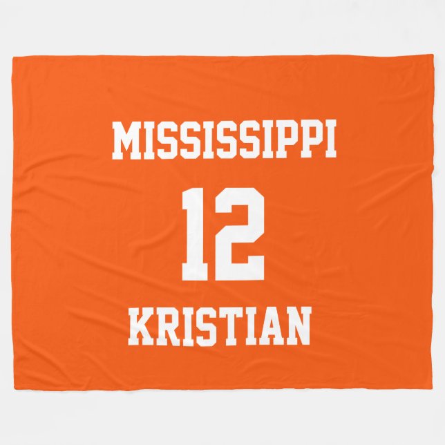 Sports Team Fan Personalised Tangelo Fleece Blanket (Front (Horizontal))