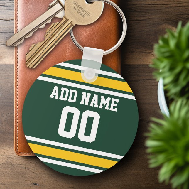 Sports Team Football Jersey Custom Name Number Key Ring (Personalized Keychain - Sports Jersey Football Theme)