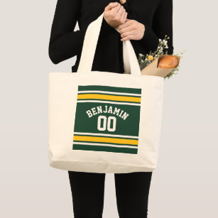Sports Team Football Jersey Custom Name Number Large Tote Bag