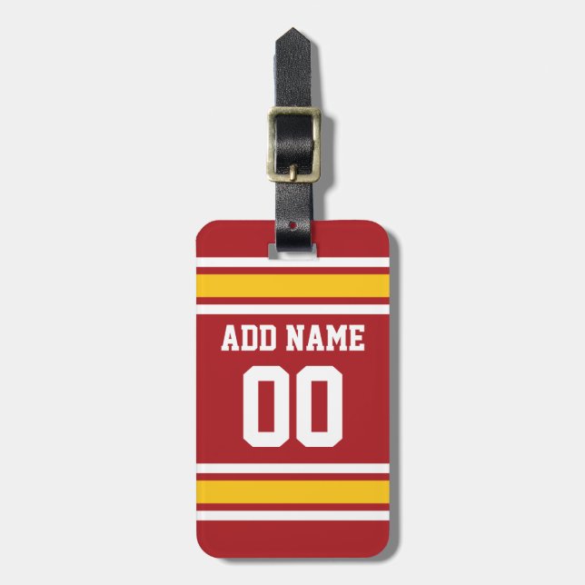 Sports Team Football Jersey Custom Name Number Luggage Tag (Front Vertical)