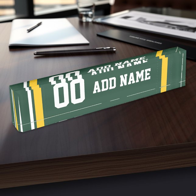 Sports Team Football Jersey Custom Name Number Nameplate (Personalized Sports Name Plate - Great for a Coach)