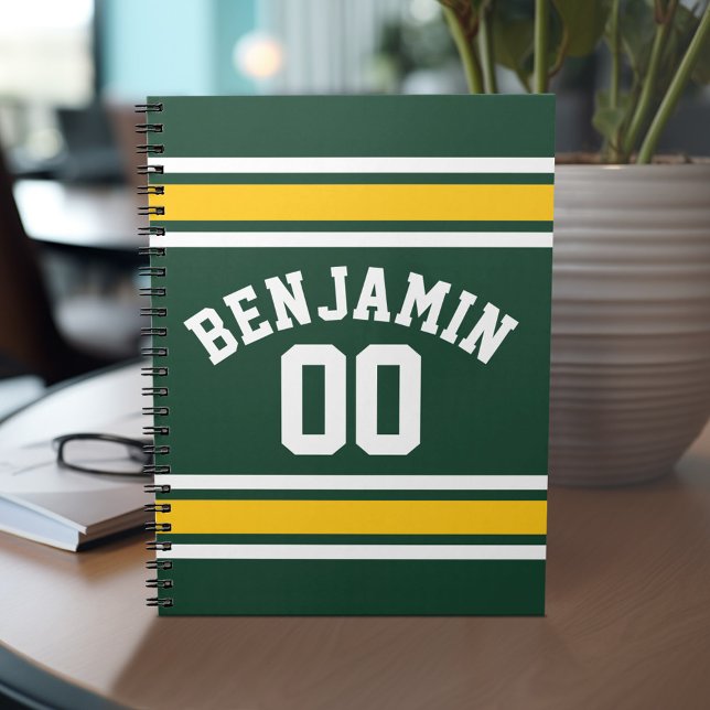 Sports Team Football Jersey Custom Name Number Notebook (Personalized notebook with Sports Jersey Football Design - Custom Name and Other Text)