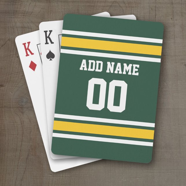 Sports Team Football Jersey Custom Name Number Playing Cards (Personalized Playing Cards - Sports Jersey Design)