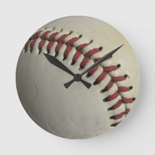 Sports Team Game Ball Baseball Field Coach Art Round Clock
