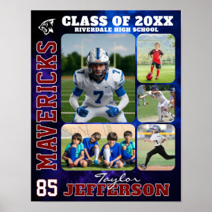 Sports Team High School Senior Day Picture Collage Poster