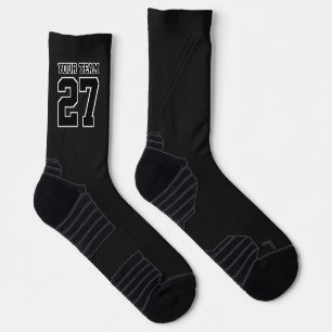 Sports Team Name Number Black Basketball Socks