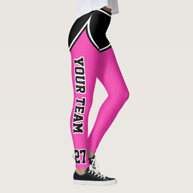 Sports Team Name Number Black Pink Dot Shorts Leggings (Right)