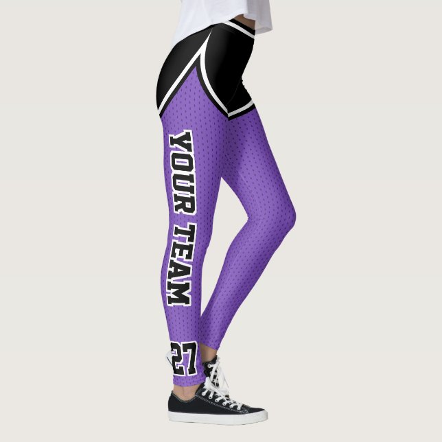 Sports Team Name Number Black Purple Dot Shorts Leggings (Right)