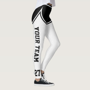Sports Team Name Number White Black Dot Shorts Leggings