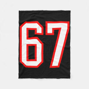 Sports Team Number #67 White Red Varsity Number 67 Fleece Blanket